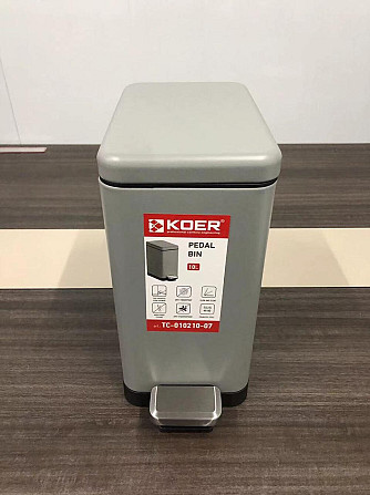 Мусорное ведро с плавным закрытием Koer TC-010210-07 10 л нерж. сталь цвет серый антипалец (KR5599) Черновцы - изображение 5