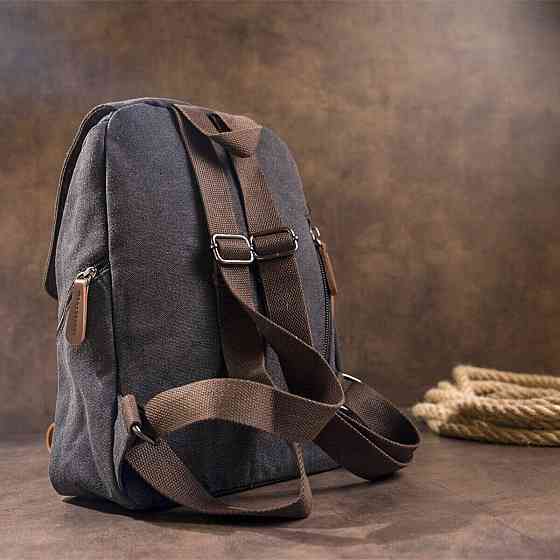 Компактный женский текстильный рюкзак Черный (Vintage) Киев