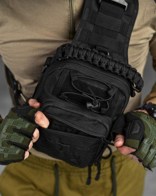 Тактическая сумка нагрудная paracord black МС8539 Одесса - изображение 3