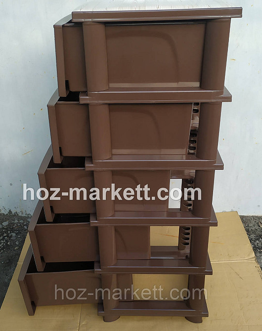 Комод пластиковий тумбочка на 5 ящиків з малюнком під дерево коричневий Харків - фото 2