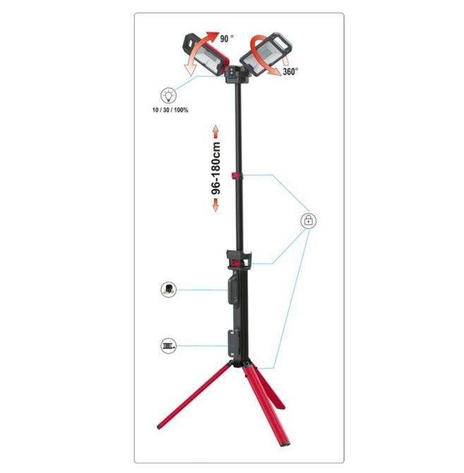 Прожектори 2 шт. 2828 SMD-діодні YATO: акумул. 4,7 В, 500-5000 Lm, на штативі h= 95-140 см [2] Одесса - изображение 6
