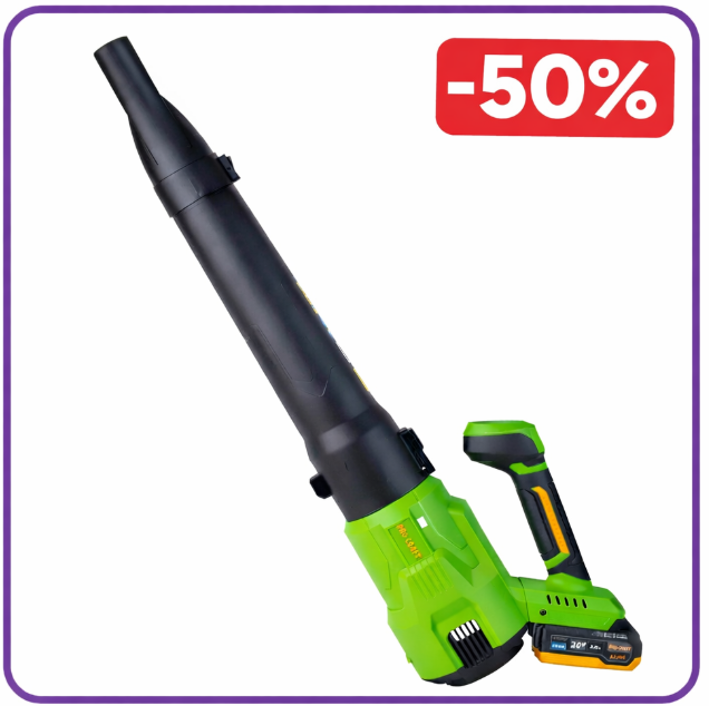 Аккумуляторная воздуходувка Procraft 1 АКБ и зп, Воздуходувка бесщеточная аккумуляторная 20 В 3Ач, Воздуходувка PB26 Львов - изображение 1