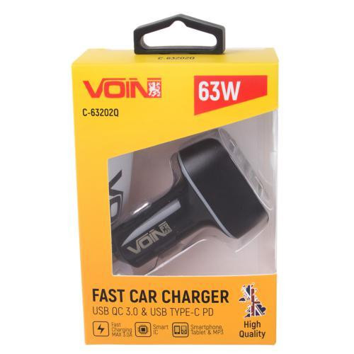 Автомобильное быстрая зарядка VOIN 63W, USB QC3.0 18W + PD 45W, 12/24В Харьков - изображение 4