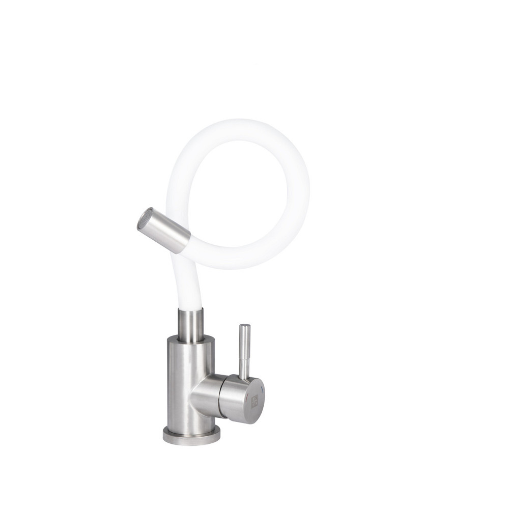 Смеситель для кухни Lidz Aria 015F3 с гибким изливом (k35) LDARI015F3WHI43362 White / Nickel Киев - изображение 3