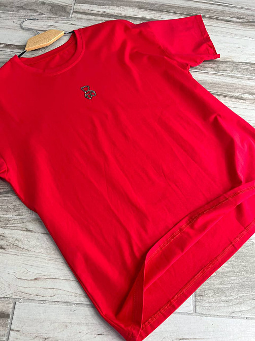 Футболка женская A-N 2006 базова широка оверсайз ведмедик камінчики one size, червоний, one size Київ - фото 14