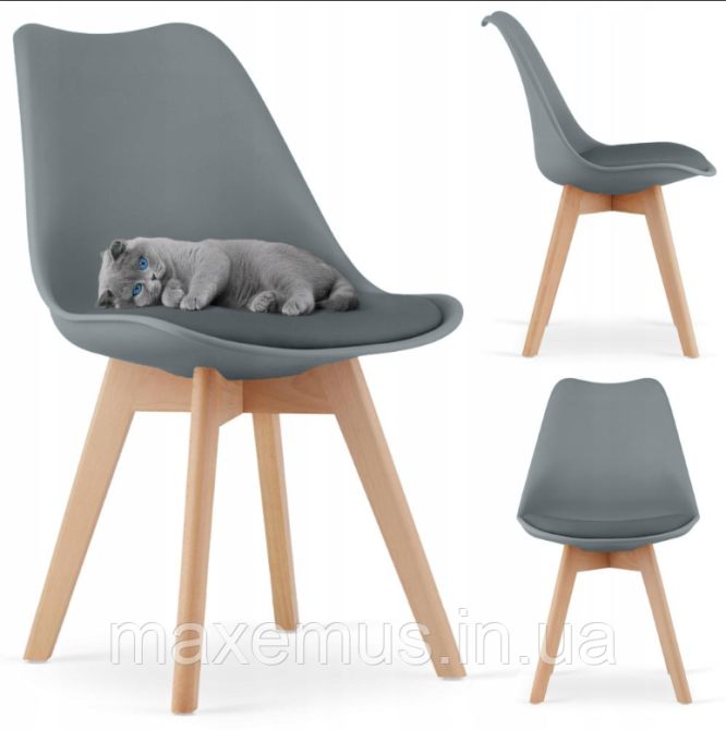 Кресло кухонное B4 8 7 на ножках дерево бук стул с мягким сидением в офис и гостинную серый Мостиска - изображение 17