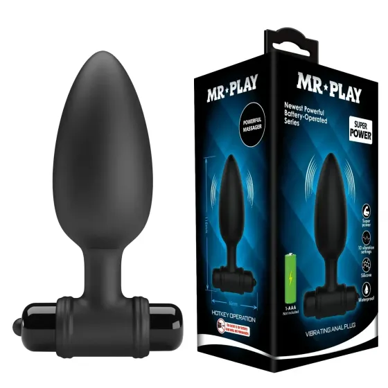 Анальная пробка с вибрацией Pretty Love Mr. Play, черная, 11,8 х 3,8 см Sex Aura Киев