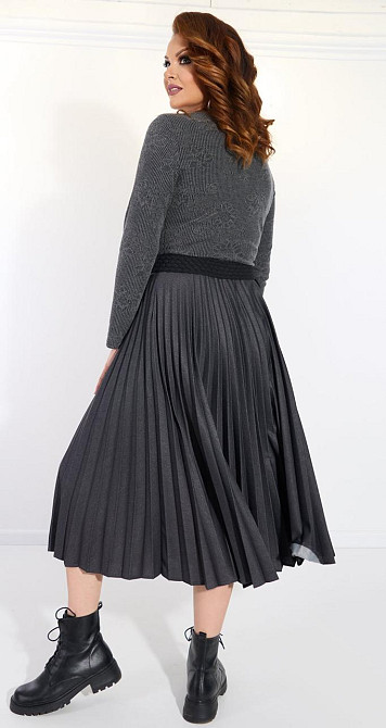 Сіре плаття зі спідницею в складку (42) Київ - фото 3