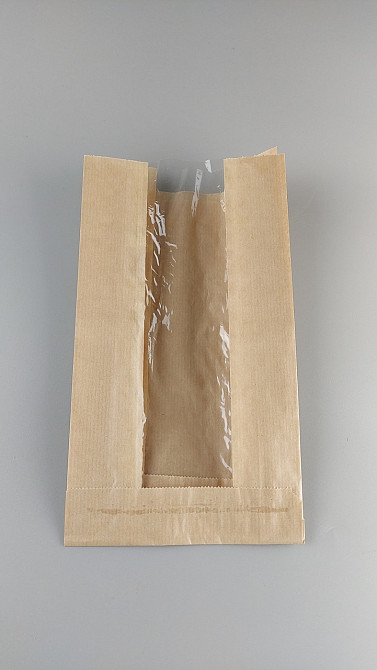 Пакет паперовий з ПП вікном 14/6*27,5 коричневий (1000 шт) Харків - фото 2