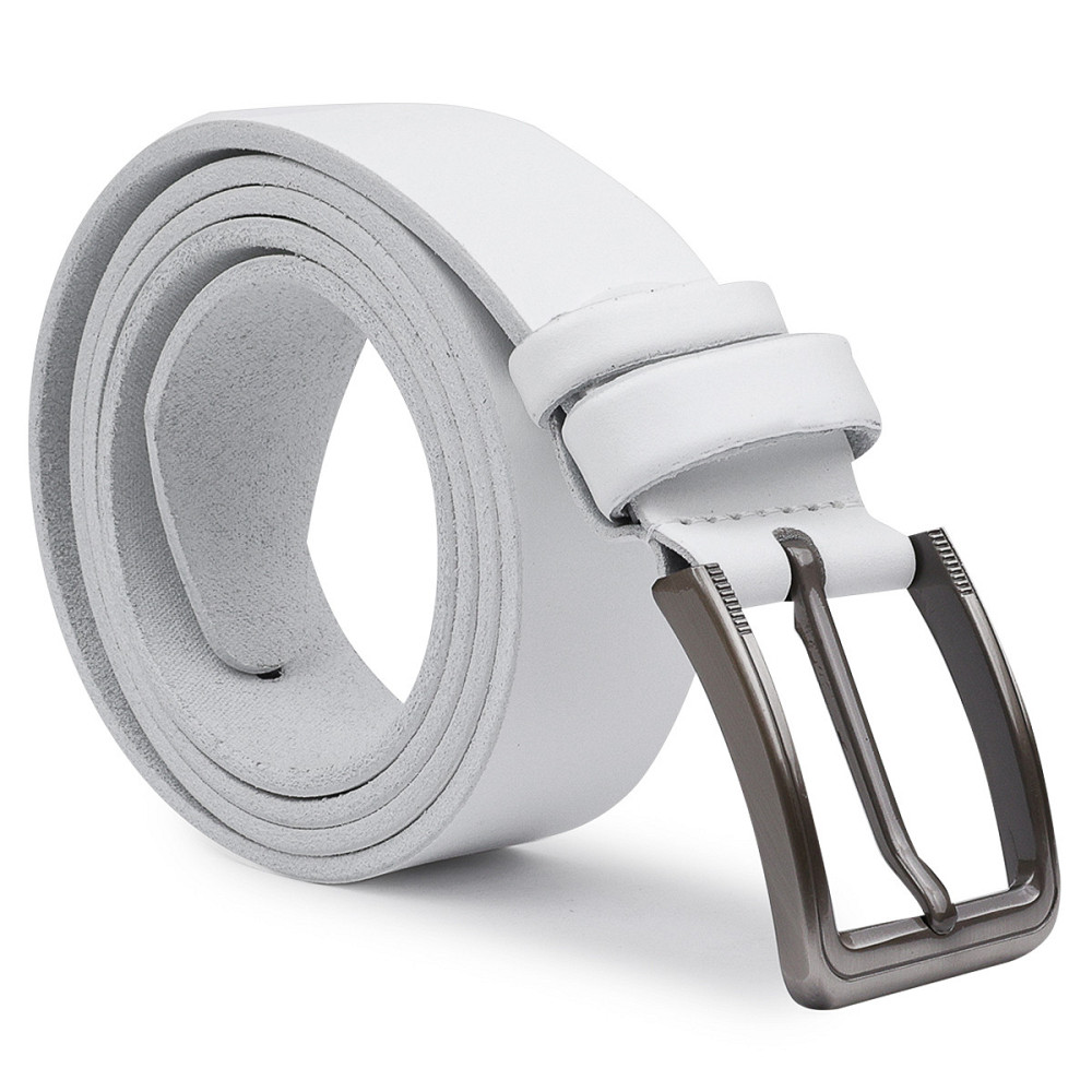 Гладкий стильний чоловічий ремінь Vintage 20718 Білий Київ - фото 2