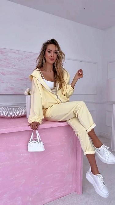 Женский прогулочный костюм двойка двунитка Желтый, 48/52 Одесса - изображение 4