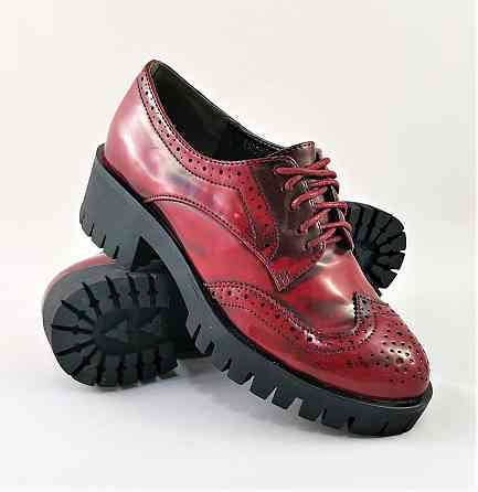 Жіночі Лакові Туфлі Бордо на Тракторній Підошві Сліпони Мокасини Червоні (розміри: 37) — 250 Дніпро