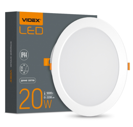 LED Панель врізна кругла 20W 5000К VL-DLBR-205 Videx Житомир