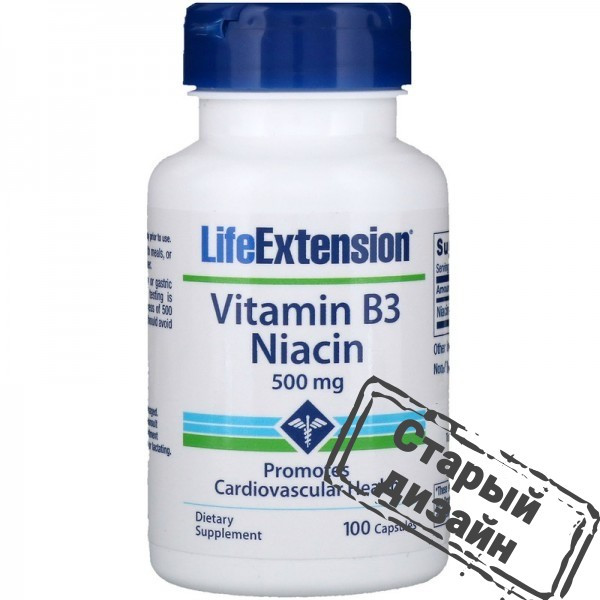 Ніацин Вітамін B3 (Niacin Vitamin B3) 500 мг 100 капсул Київ - фото 3