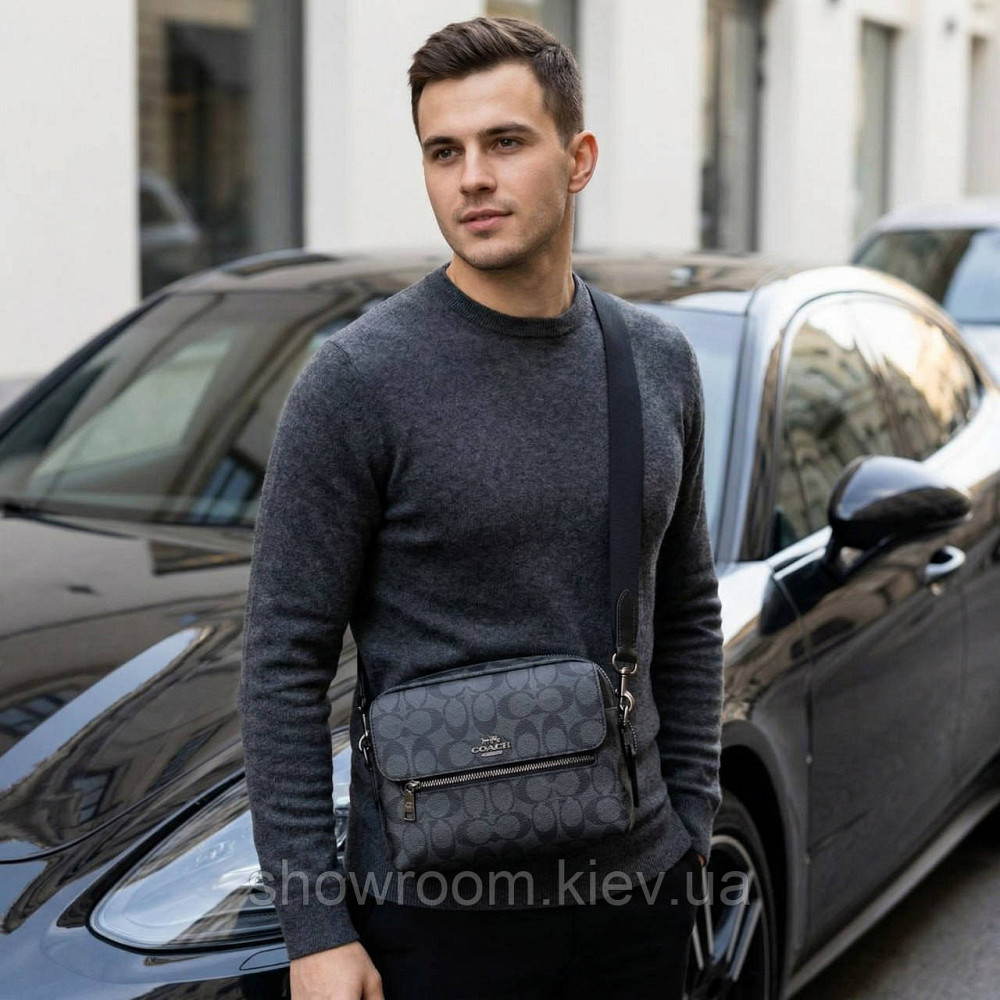 Чоловіча горизнтальна брендова сумка Coach (2514) Київ - фото 8
