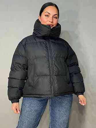 Куртка женская Haiziyuan 2603 оверсайз пуффер с воротником-стойкой черная, черный, M Киев