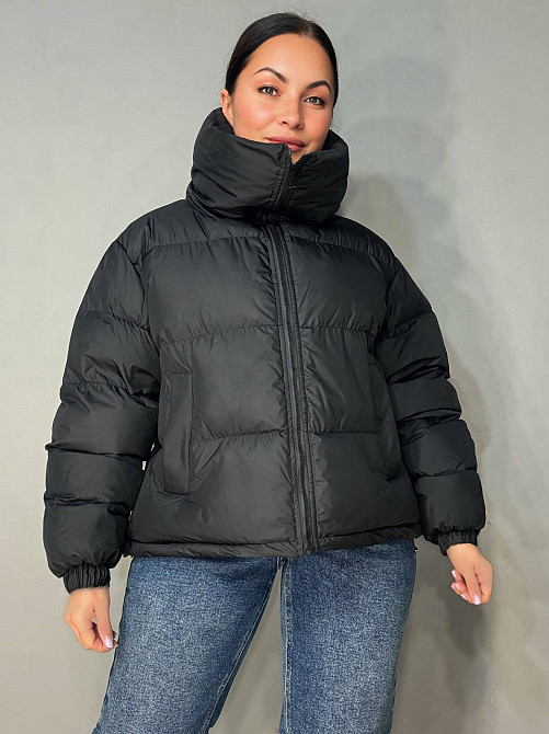 Куртка женская Haiziyuan 2603 оверсайз пуффер с воротником-стойкой черная, черный, M Киев - изображение 4