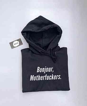 Чорний чоловічий/жіночий, Худі з капюшоном.BONJOUR, MATHERFUCKERS. толстовка. кофта Чернівці