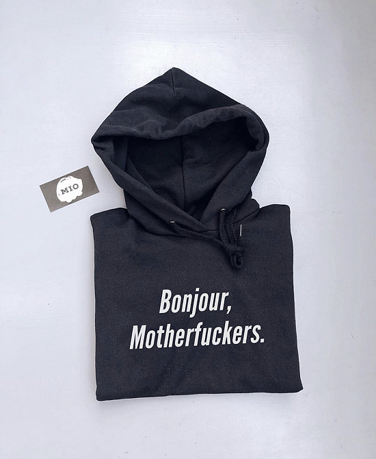 Чорний чоловічий/жіночий, Худі з капюшоном.BONJOUR, MATHERFUCKERS. толстовка. кофта Чернівці - фото 1
