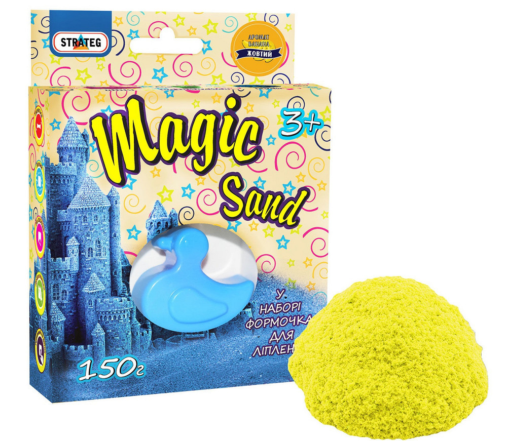 Magic sand жовтий з ароматом банану, з формочкою 0,150 кг, у кор-ці14см-11см-3,2см, шт Київ - фото 1