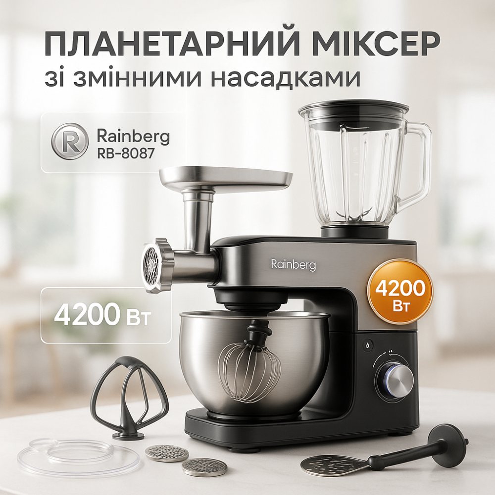 Стаціонарний блендер багатофункціональний, Настільний кухонний тістомісильник, Кухонний прилад міксер PX-74 Львів - фото 12