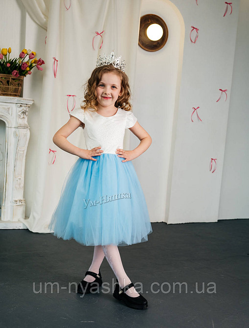 Детское нарядное голубое платье с блестками 104-120 Кривой Рог - изображение 1