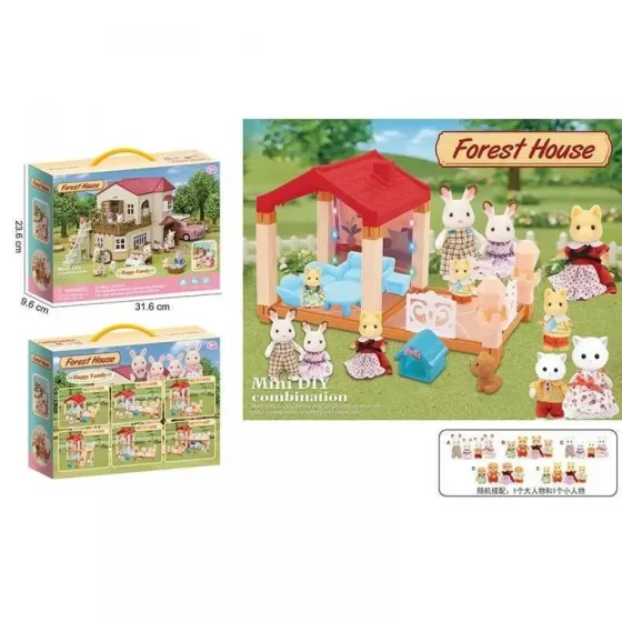 Будиночок з флоксовими фігурками 111-435 A (36/2) 2 тварини, підсвічування, меблі, в коробці, шт Киев