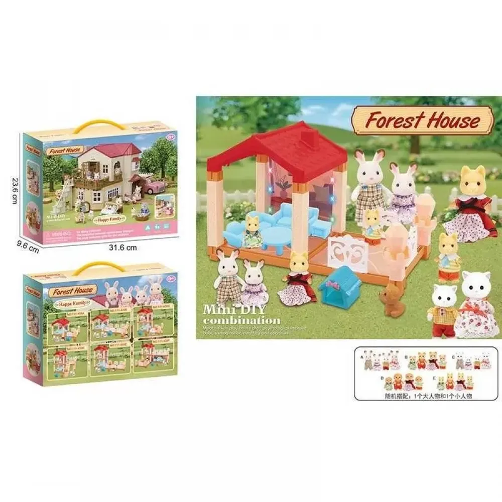 Будиночок з флоксовими фігурками 111-435 A (36/2) 2 тварини, підсвічування, меблі, в коробці, шт Киев - изображение 1