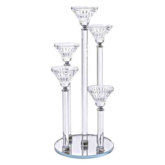 Yiwu Підсвічник скляний на 5 свічок 16×37.5 см підсвічник декоративний прозорий на ніжці HP-4-1 Киев