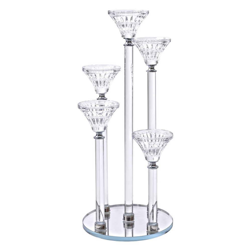 Yiwu Підсвічник скляний на 5 свічок 16×37.5 см підсвічник декоративний прозорий на ніжці HP-4-1 Киев - изображение 4