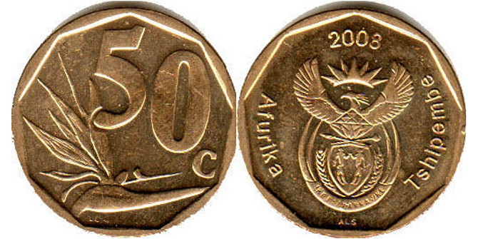 Монета 50 центов. 2000-2018 год, ЮАР. Полтава - фото 1