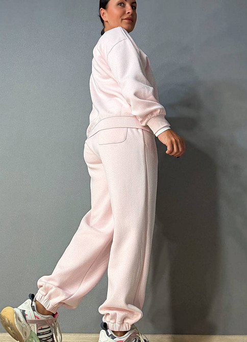 Костюм женский A-N 27063 свитшот и джогеры оверсайз с вышивкой пудра, пудра, M Киев - изображение 3