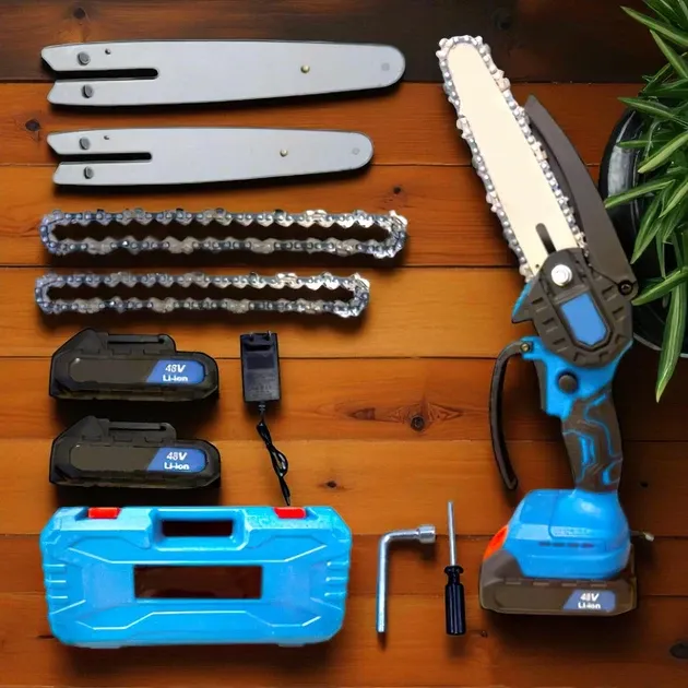 Акумуляторна ланцюгова пила DOMOTEC 6'' і 8'' з 2 шинами, 2 АКБ 48V, кейс, 550Вт Одеса - фото 2