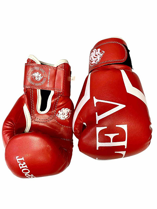 Перчатки боксерские LEV-SPORT кож\зам 10 oz Вишнёвое - изображение 4