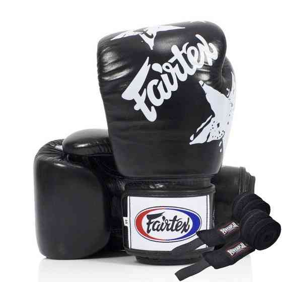 Боксерські рукавиці Fairtex BGV1 Nation Print Black 10 унцій (бинти в комплекті) Кам'янське