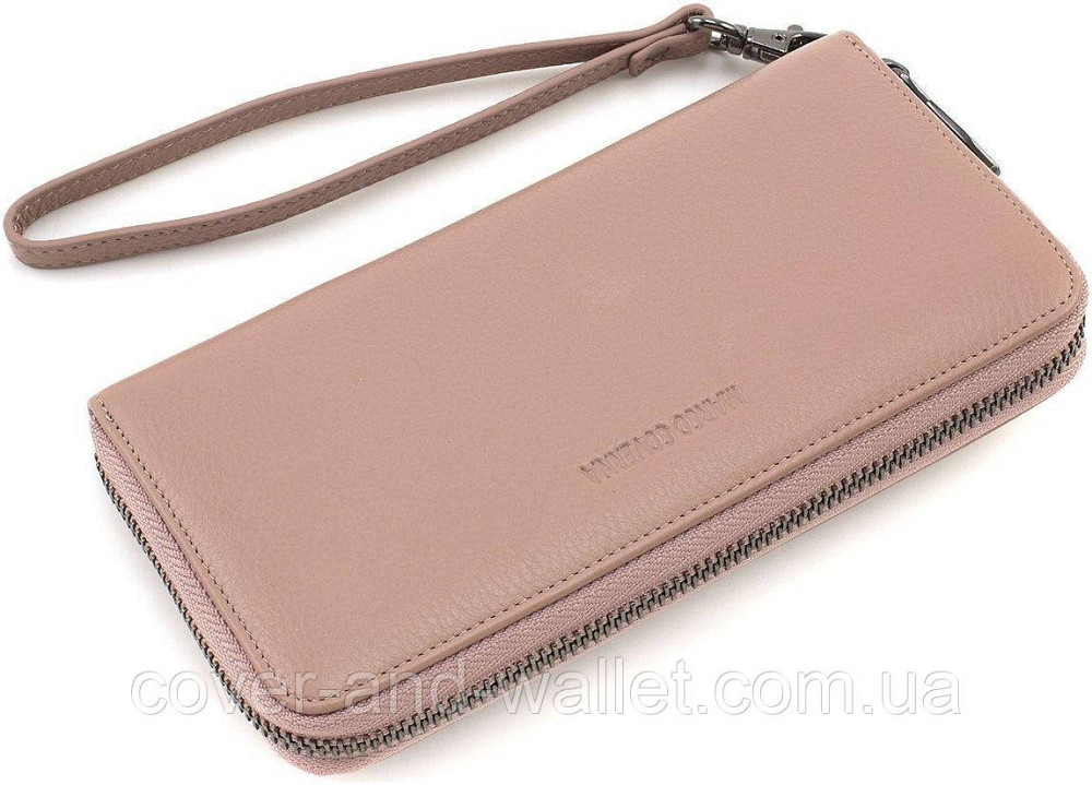 Светло-розовый женский кошелек на змейке с ремешком из натуральной кожи Marco Coverna W 004 Киев - изображение 3