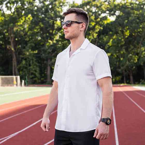 Мужская рубашка c коротким рукавом белая Pobedov Dejavu Киев