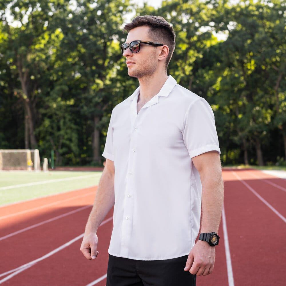 Мужская рубашка c коротким рукавом белая Pobedov Dejavu Киев - изображение 1