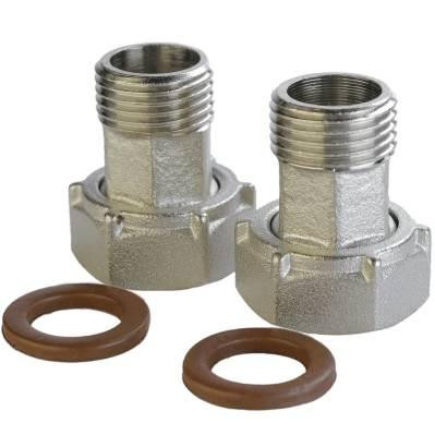 Комплект штуцеров для счетчика никелированный 3/4″ВР х 1/2″НР с биконитовой прокладкой Б2709-1КбА(нк Киев - изображение 1