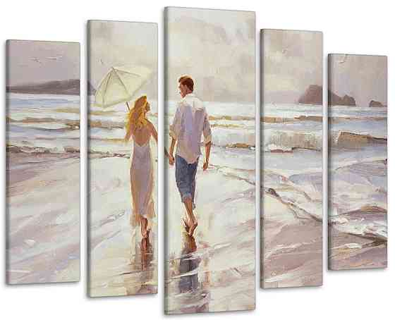 Модульна картина у вітальню / спальню Закохана пара біля моря Art-241_5 ( 80х118см ) Київ
