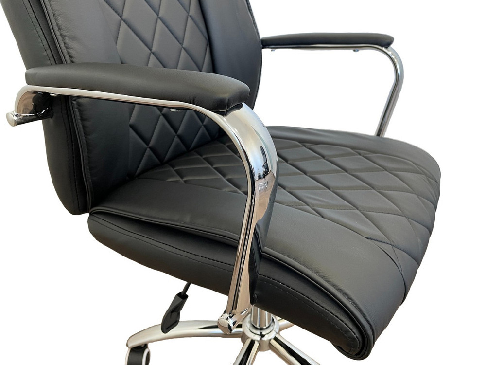 Офисное кресло руководителя Tehforward Dionis хром Anyfix Черный Киев - изображение 4