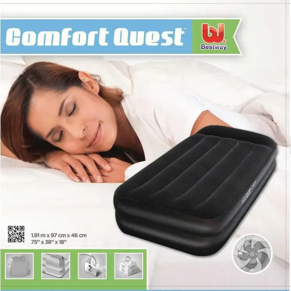 Надувне одномісне ліжко Bestway Premium+ Air Bed вбудованим електронасосом 191 х 97 х 46 см. Київ - фото 3