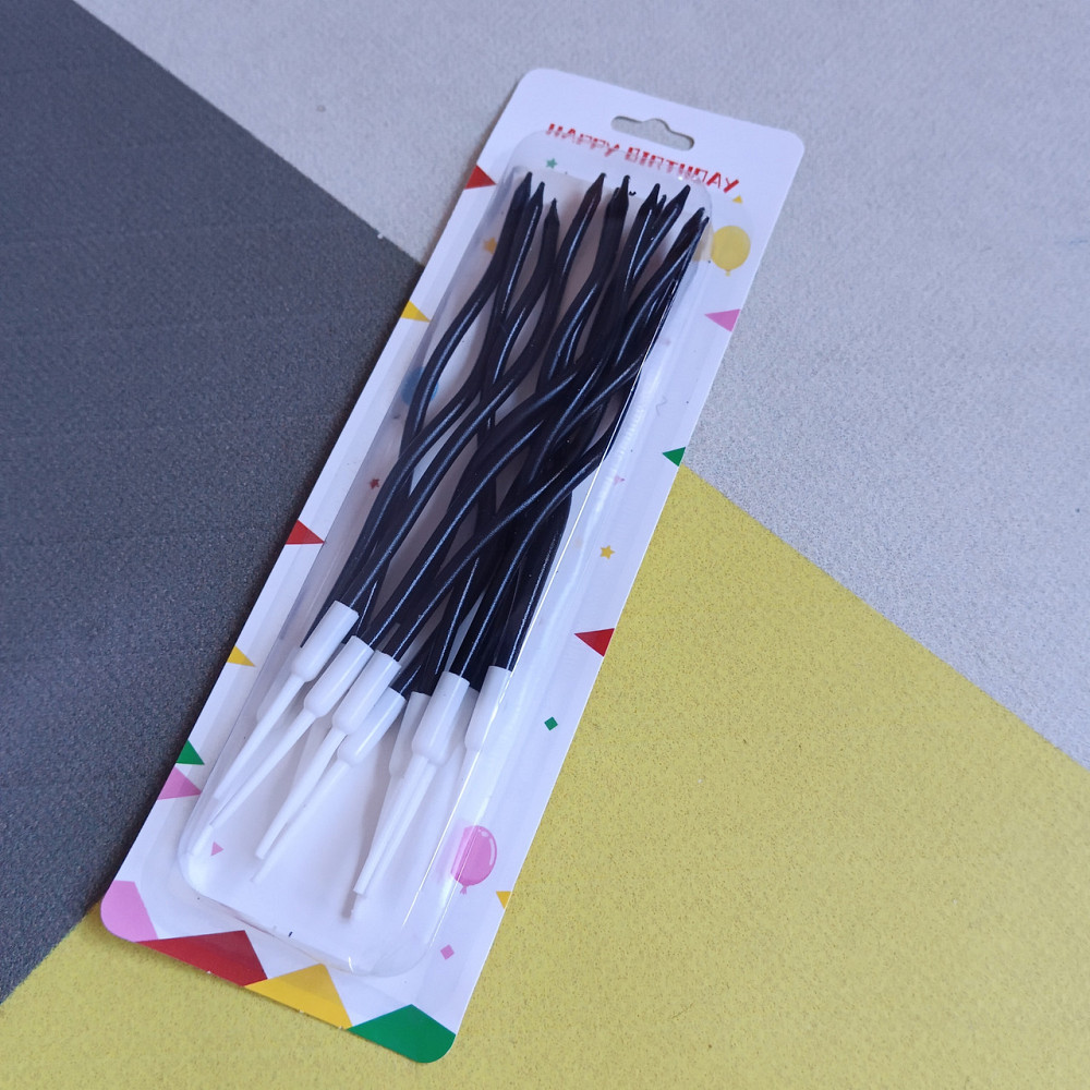 Свічки для торта "хвилясті" 12 шт. чорні Київ - фото 1