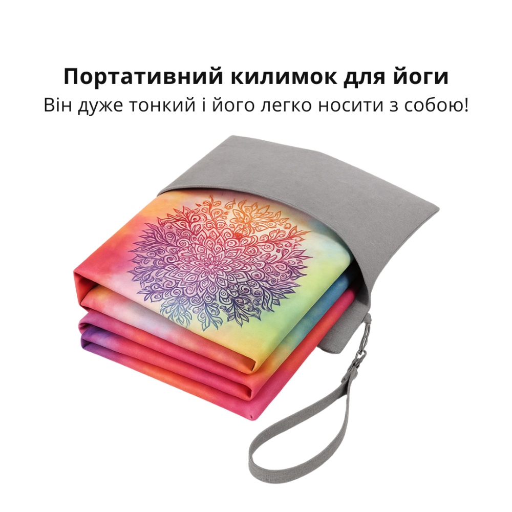 Килимок для йоги та фітнесу, м'який складний килимок з каучуку та замші, 1830×680 мм, принт яскраві кольори Кам'янець-Подільський - фото 3