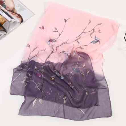 Шарф женский шифоновый 150 на 48 см сиренево-розовый Киев