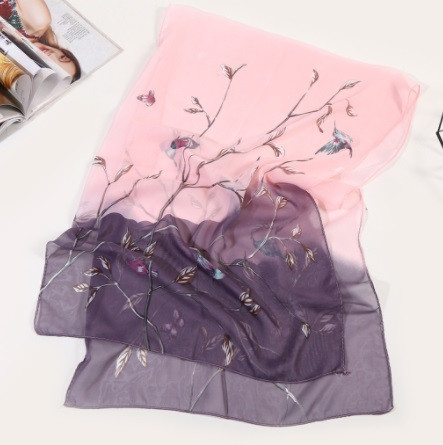 Шарф женский шифоновый 150 на 48 см сиренево-розовый Киев - изображение 2