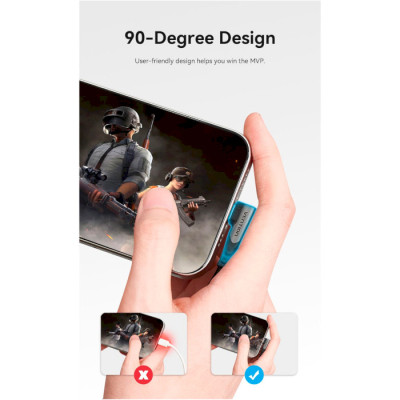 Дата кабель USB-C to USB-C 0.5m USB2.0 60W (20V/3A) angle 90° Gray Aluminum Alloy Vention (TRAHD) Вінниця - фото 11