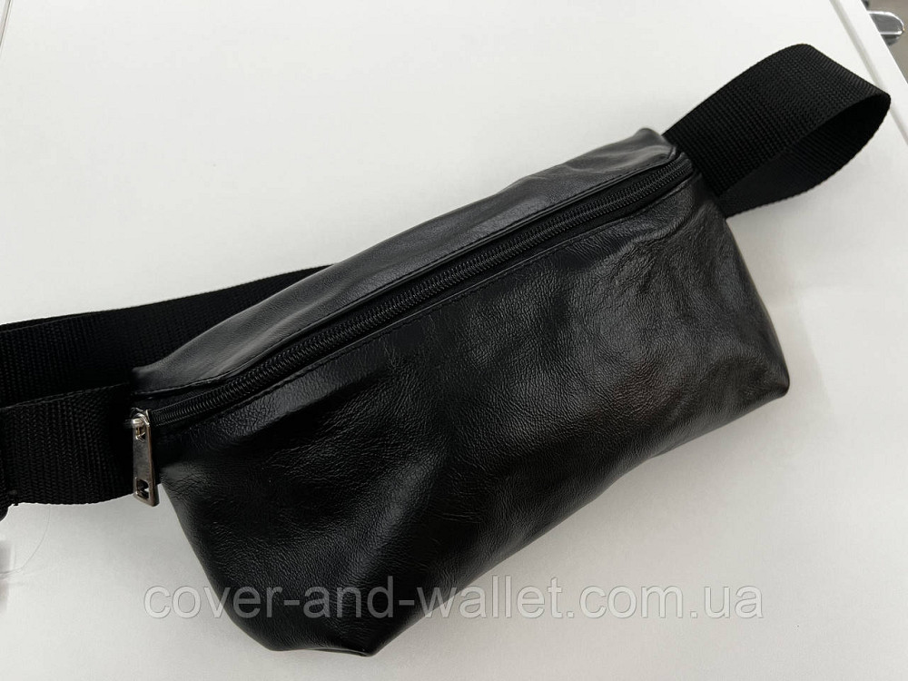 Недорогая сумка бананка из натуральной кожи в черном цвете PS Leather Киев - изображение 8