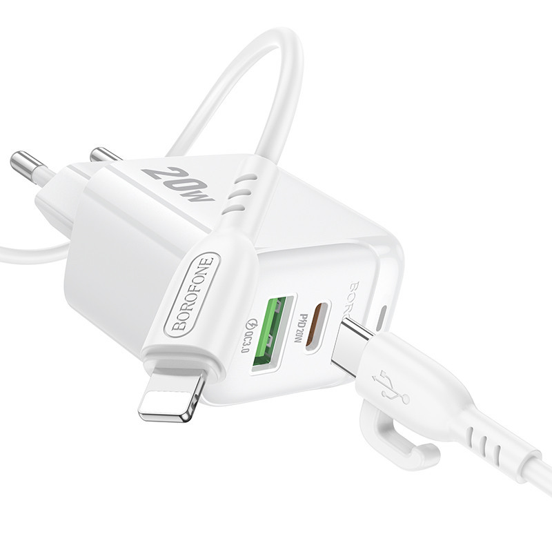 Зарядное устройство BOROFONE BAS44A с кабелем, 20W, белое Киев - изображение 8