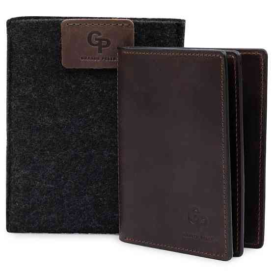 Шкіряна вінтажна обкладинка для документів Коричневий (GRANDE PELLE) Київ